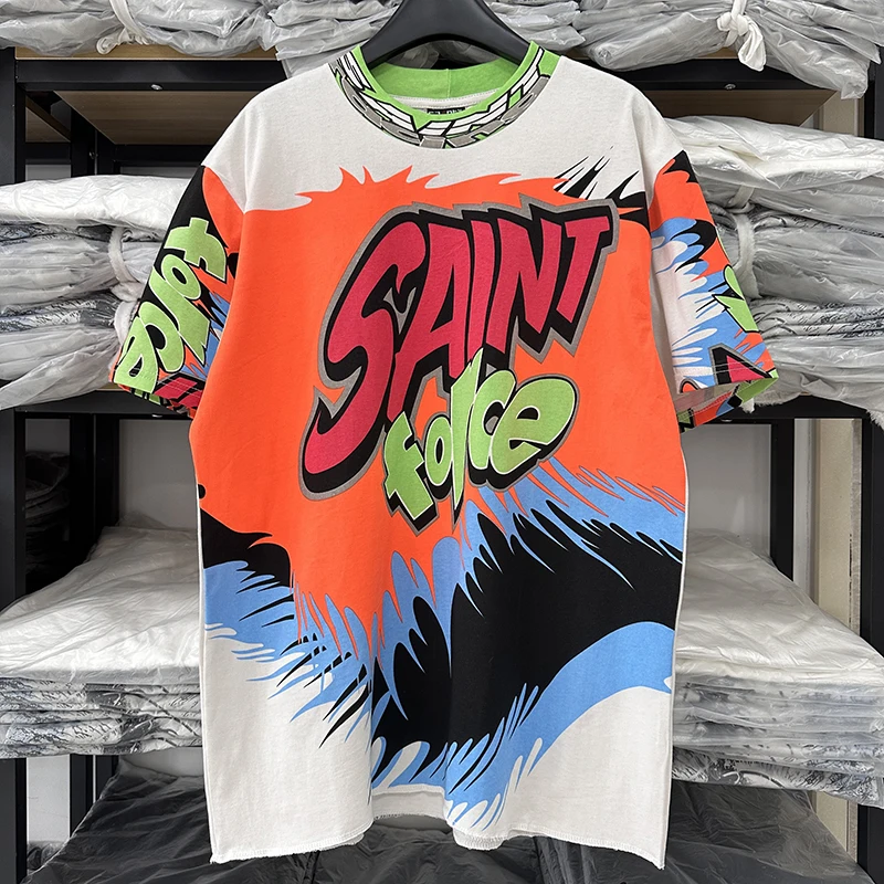 

Футболка Saint Michael Force fiti LS Tee fiti ort Sve Racing Sle T-irt свободного кроя с круглым вырезом, молодежная, трендовая, летняя одежда