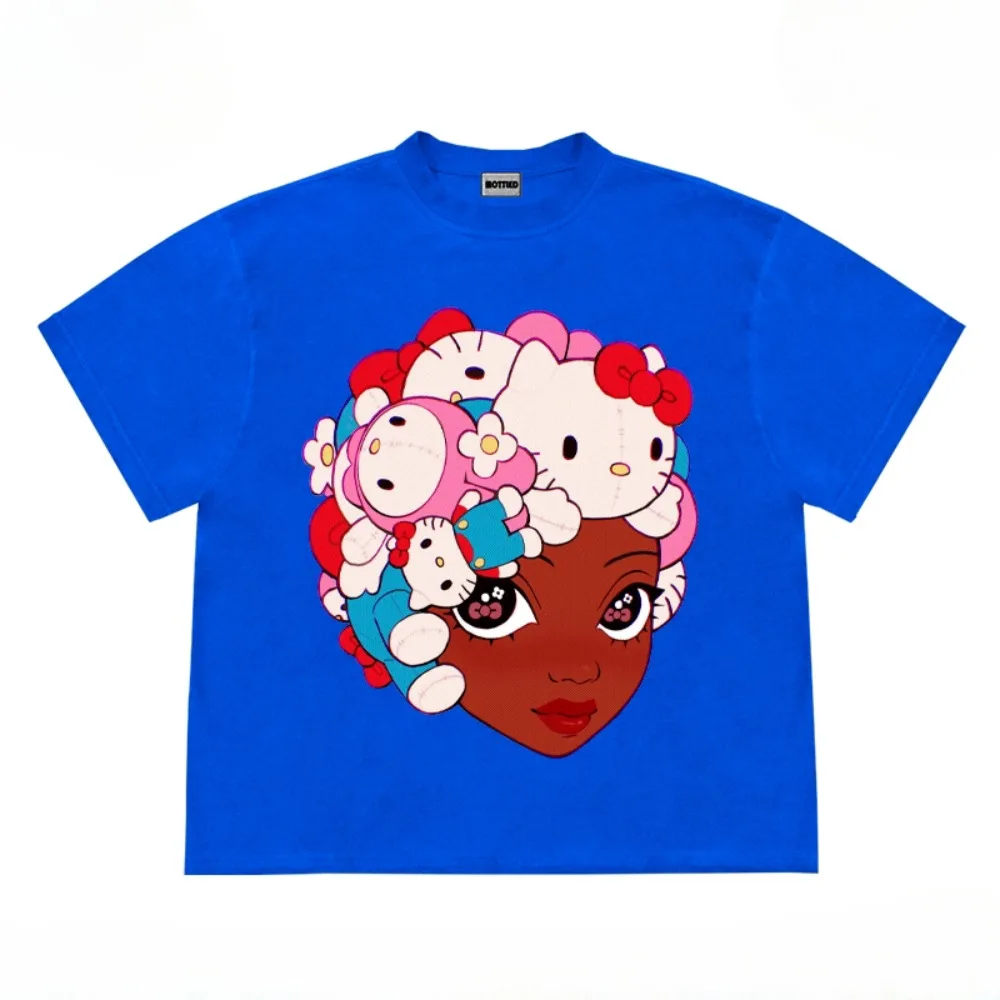 

Hello Kitty T-shirt Pure Cotton Cute Cartoon Originality Printing T-shirt Summer New Fashion Trend Personality Pattern Tops Gift