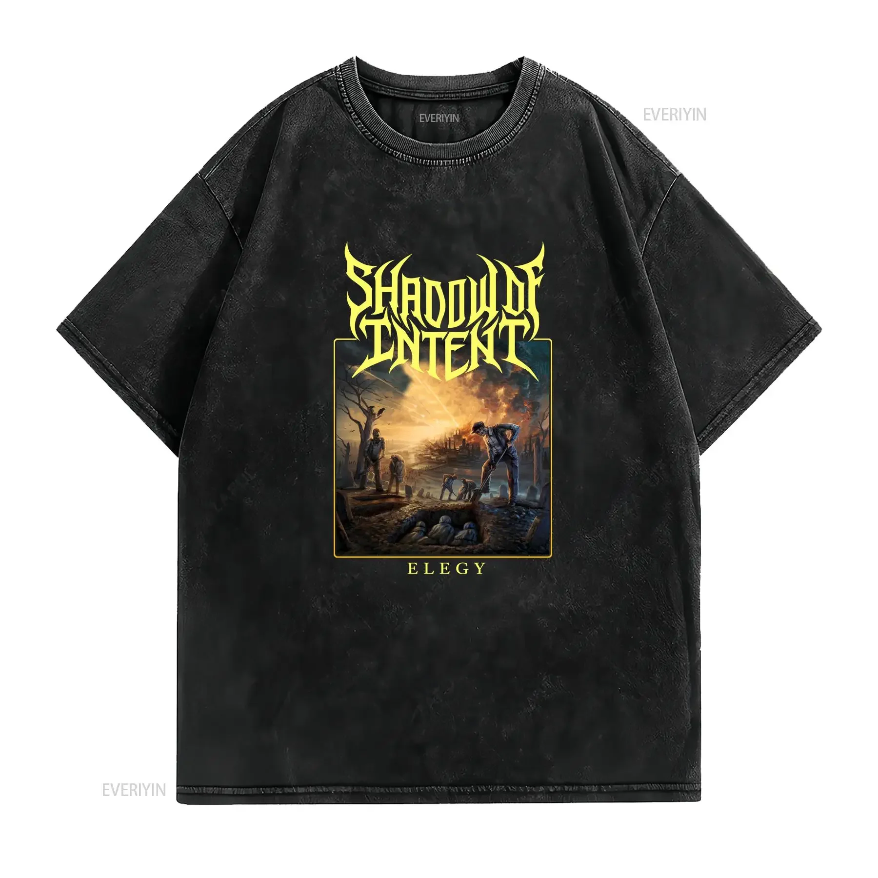 New Shadow of Intent Elegy Deathcore America Black T Shirt Size S 5XL vintage Washed homme Comfortable Breathable Stylish