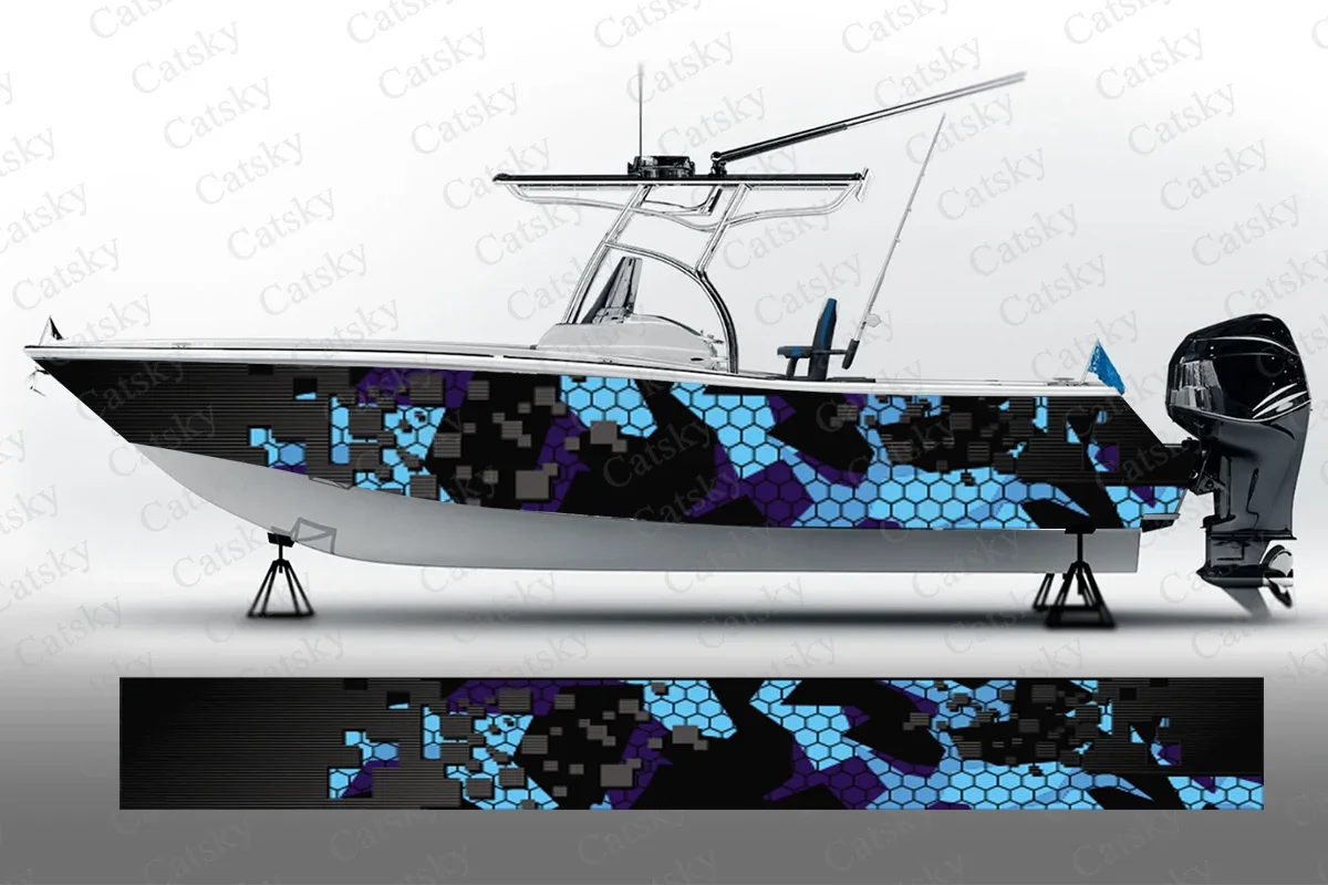 

Honeycomb camouflage graphic Sticker Vinyl Boat Pontoon Deck Boat Fishing Self Adhesive Decorative Boat Decal Sticker