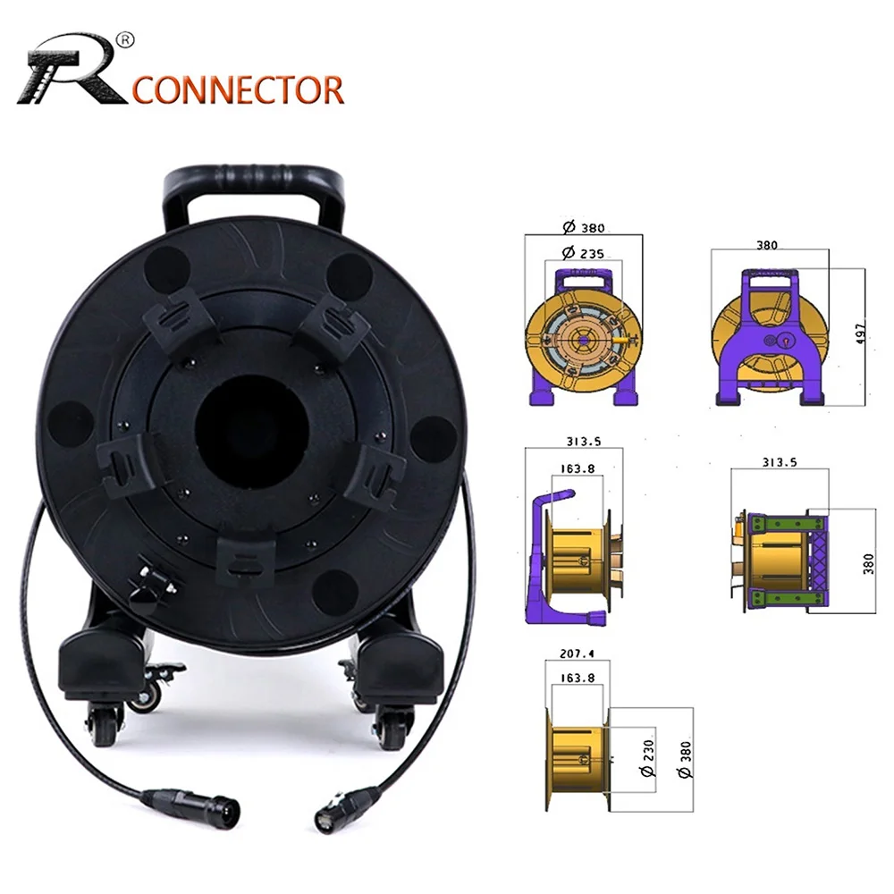 RJ45 Male to Female Cat.5E/CAT.6A UTP/STP Network Ethernet Extension Cable PCD380 Winding Drum with Wheel for LED Stage Screen