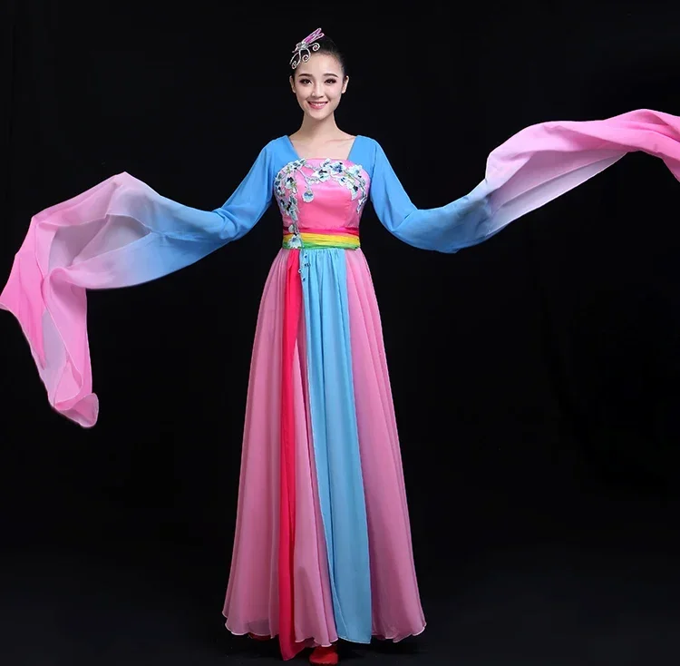 Tradycyjny chiński kostium do tańca klasycznego dla kobiet z rękawem wodnym Hanfu National Yangko Dance Wear National Fan Dance Outfit