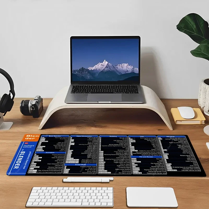 Blender Shortcuts Cheat Sheet Professional Keyboard Mousepad Rubber Mouse Pad Software Web AI Engineer Desk Mat Office User
