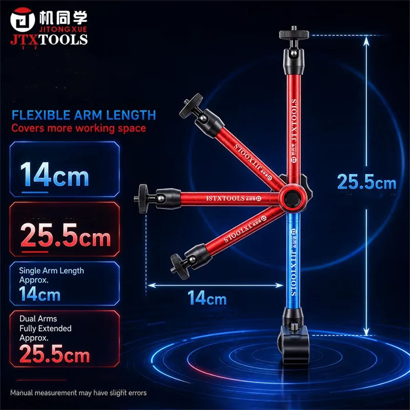 JTX X2 Multifunctional Magic Arm Stand 53mm Max Opening Heavy Duty Desk Clamp 360° Adjustable Gear Lock Support for Phone Repair