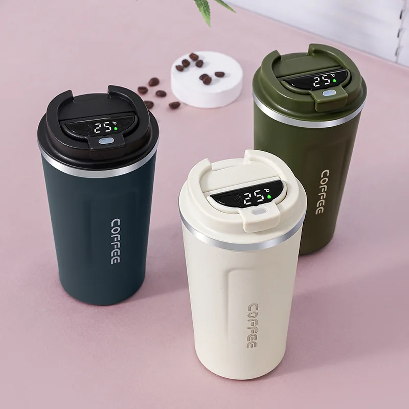 

Smart Temp Display for Stainless Steel Thermo Mug Vacuum Insulated Coffee Cups Leakproof Travel Thermos Cup Thermal Water Bottle
