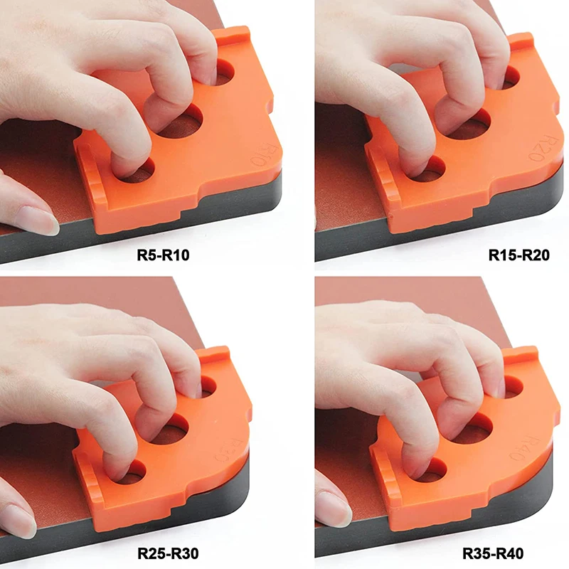Modelli di raggio d'angolo del Router per la lavorazione del legno Jig R5 a R40 Routing angoli curvi fresatura Radian circolare strumento ABS ad alta durezza