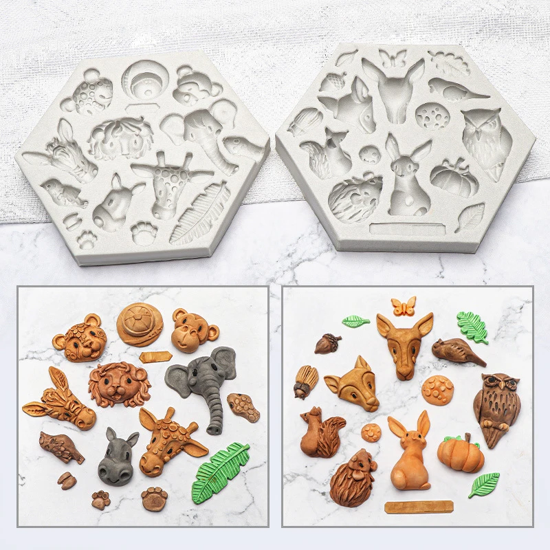 Squirrels Owls Elephant Giraffe Palm Leaf Silicone Mold Fondant Cake Decorating Tools Sugarcraft Cupcake Chocolate Baking Mold