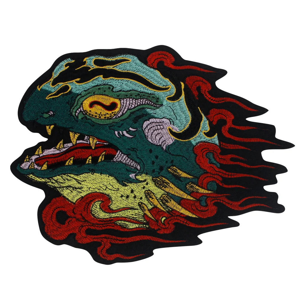 بقع الوحش غريبة الأسماك النسيج بقع التطريز زين الحديد على ملصق شارات الزخرفية لسترات نادي MC 5 قطع