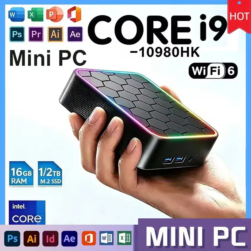 인텔 코어 i9 10980HK 윈도우 11 프로 휴대용 PC 컴퓨터 32GB 램 1/2TB SSD WIFI 6 BT5.2 4K 60Hz HD 미니 게이밍 사무용 학습용 PC