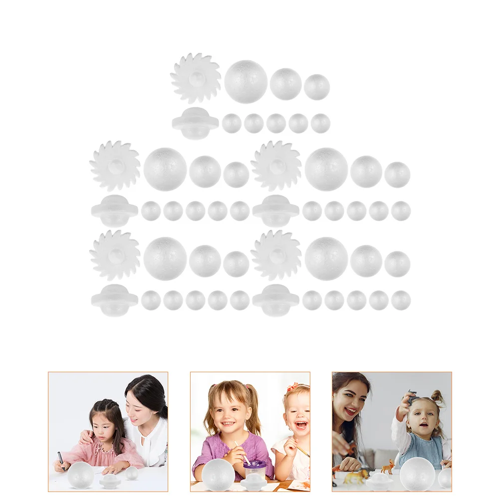 

50Pcs Solar System Model Kit Foam Balls Craft Supplies Educational Toy Decorative Set Creative Project Kits Blank Balls