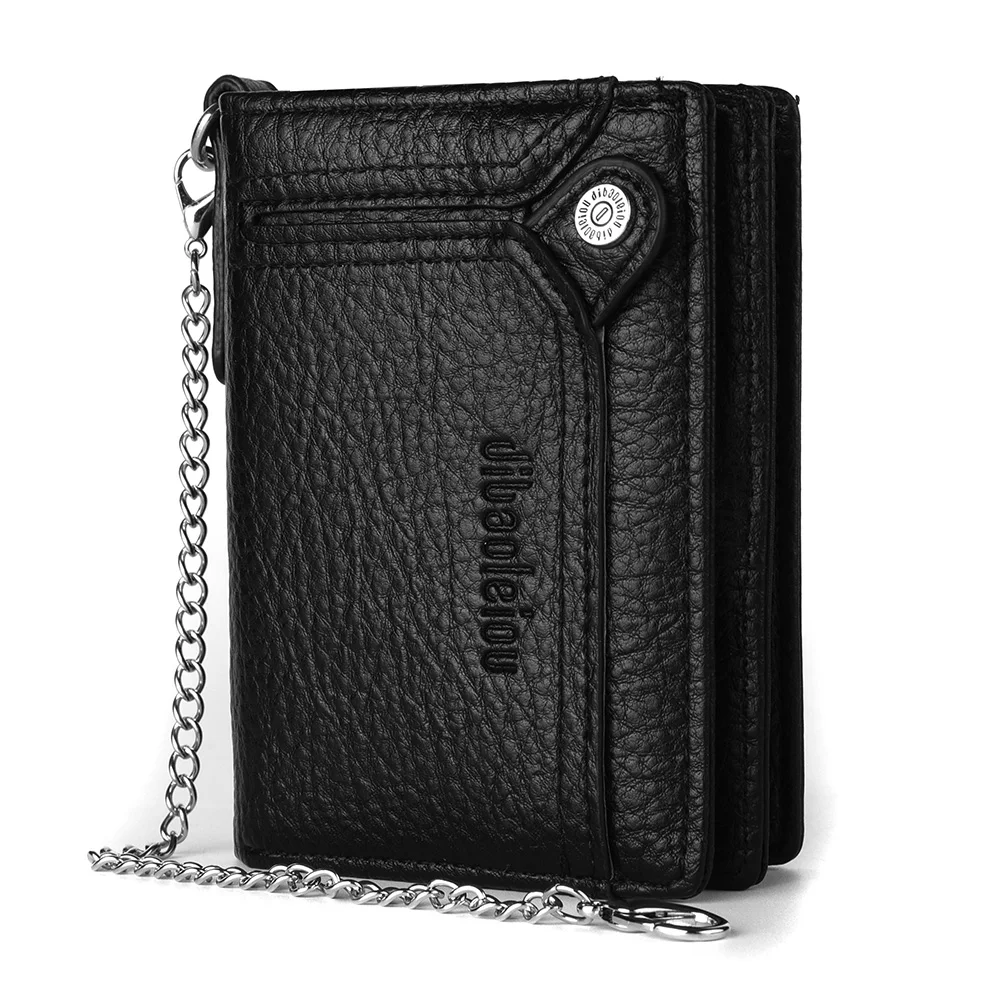 1pc Men's New Multifunctional Wallet, Large Capacity Credit Card Bag, PU Purse With Chain Strap