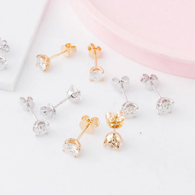 بروفانس 925 الفضة مارتيني نمط وأقراط 5 مللي متر Def مويسانيتي مستديرة GRA Cert التصميم الكلاسيكي مع المسمار الخلفي للنساء الرجال