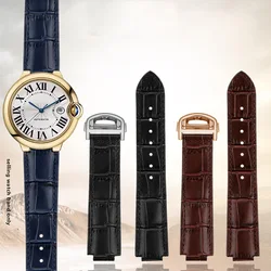 Genuine Leather Watch Strap for Men and Women For Cartier Blue Ballons W69012Z4 W69016Z4 W6920085 Genuine Cowhide Watch Band