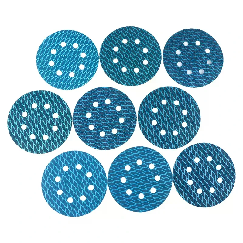 Set of 10 - 5-Inch Adhesive Diamond-Shaped 8-Hole Sanding Discs, Suitable for 60/400 Grits Woodworking
