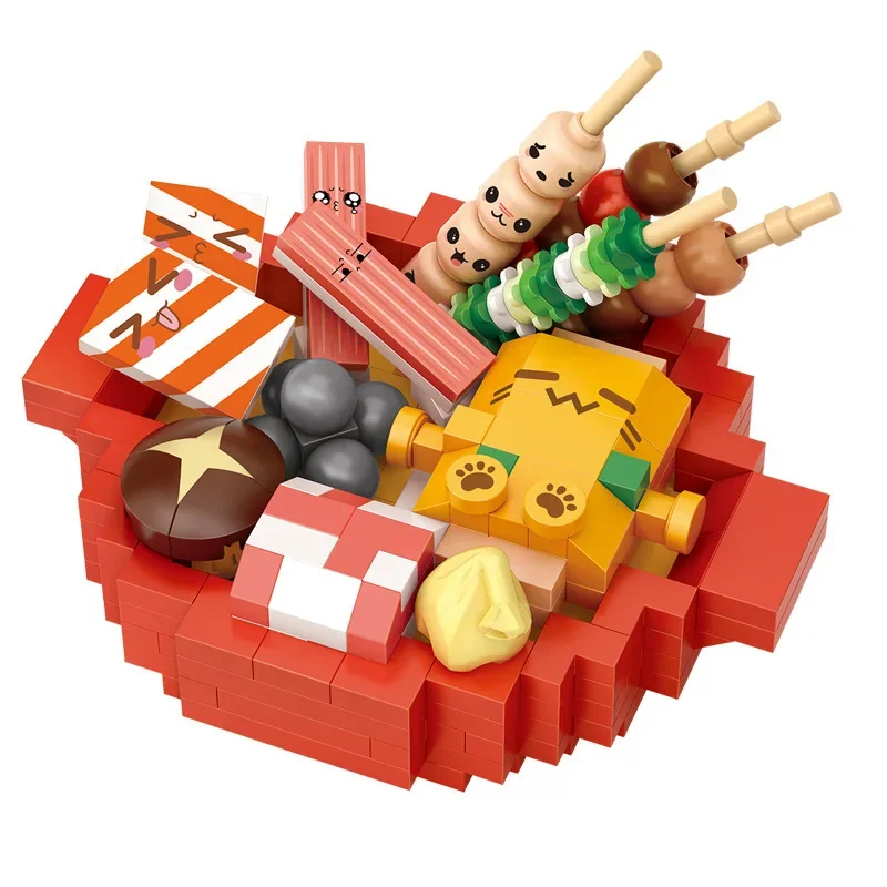 LOZ 8871 bloc de construction aimant de réfrigérateur 3d simulation stéréoscopique Oden fruits de mer pot chaud autocollant magnétique assemblage cadeau à la mode