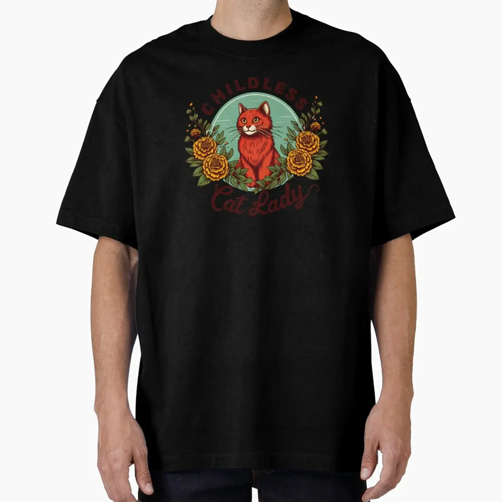 Childless Cat Lady designed and sold by svarupa vintage Washed Top For Everyday Wear designer clothes fashion Breathable