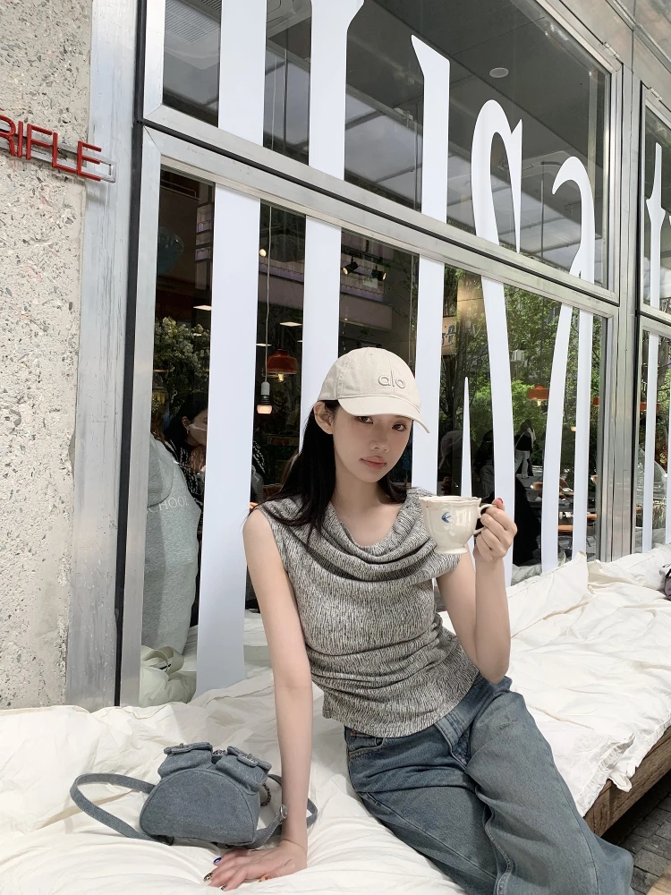 

Майка-топ Panda Jingjing Ele, на одно плечо, двусторонняя, утягивающая, модная, повседневная, женская, летняя 2025