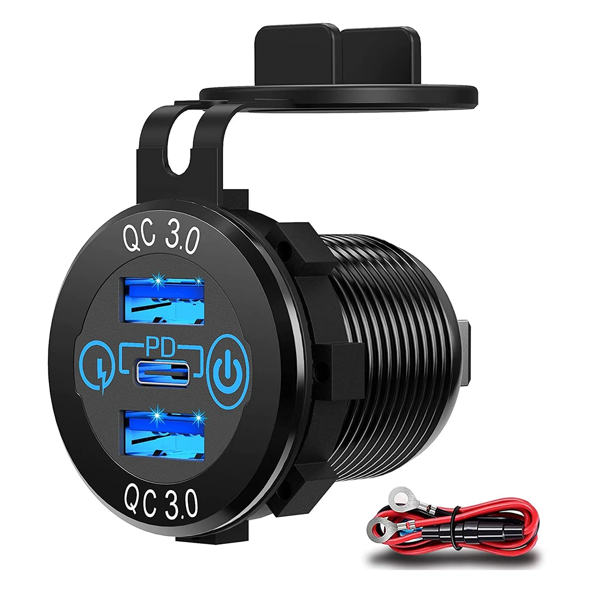 Розетка для быстрой зарядки 60 Вт стандартное автомобильное зарядное устройство с несколькими гнездами PD 3,0 и двумя портами QC3.0 с сенсорным выключателем Быстрый автомобильный адаптер