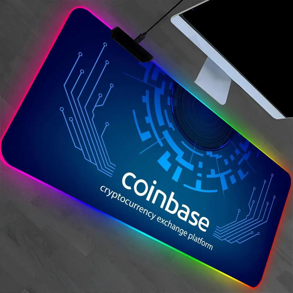 

Coinbase Exchange Mouse Pad Laptop Mat Gaming RGB Anime Mousepad Backlit Gamer Girl Cartoon Table Pads Deskpad
