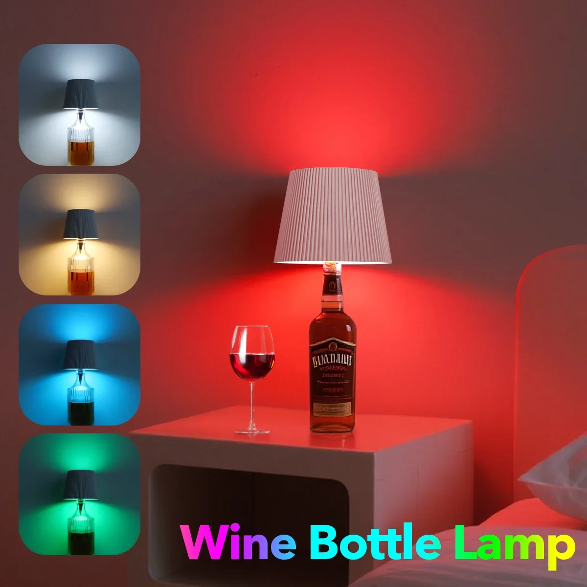 

LED Wine Bottle Lamp Touch Control, 3 Color & RGB Light, Type‑C Rechargeable Dimmable Night Light for Home Bar Bedroom Decor