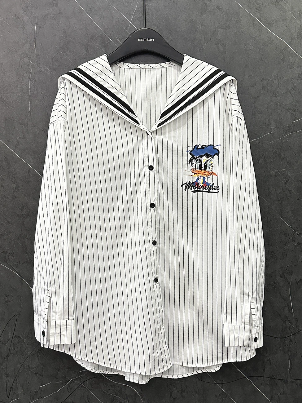 ديزني ميكي الكرتون لطيف البحرية طوق قميص الإبداعية Kawaii الفتيات الربيع والصيف رقيقة عارضة فضفاض معطف فوقي هدية بالجملة