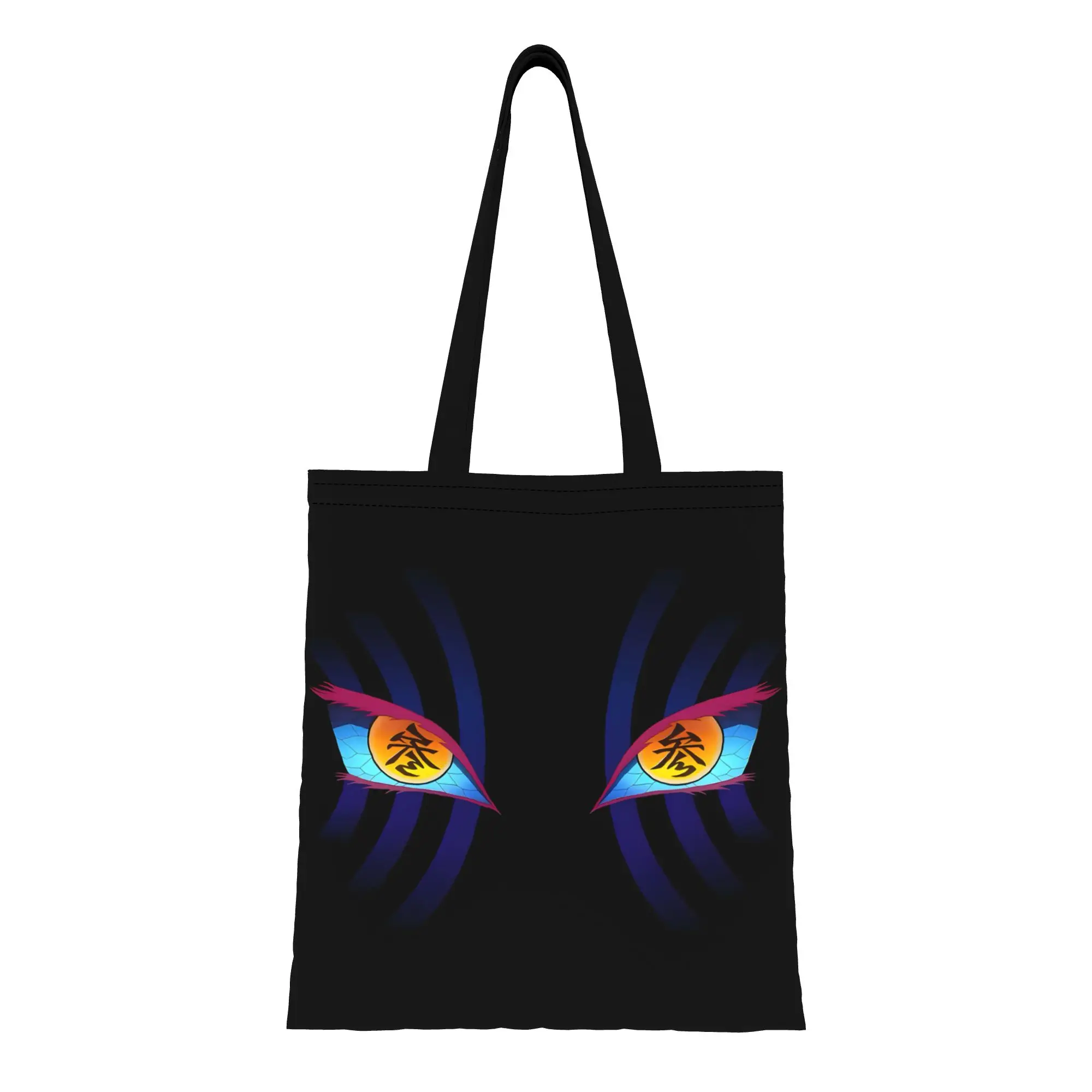 1PC Large Capacity Akaza's Eyes Demon Slayer Canvas Tote Bag Foldable Chic Pattern No Closed Design