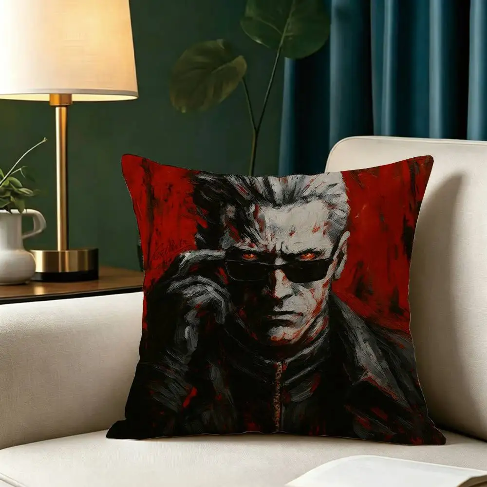 GAME Albert W-Wesker Pillow Case Square Double-Sided Sofa Cushion Cover Bedroom Bedside Pillow