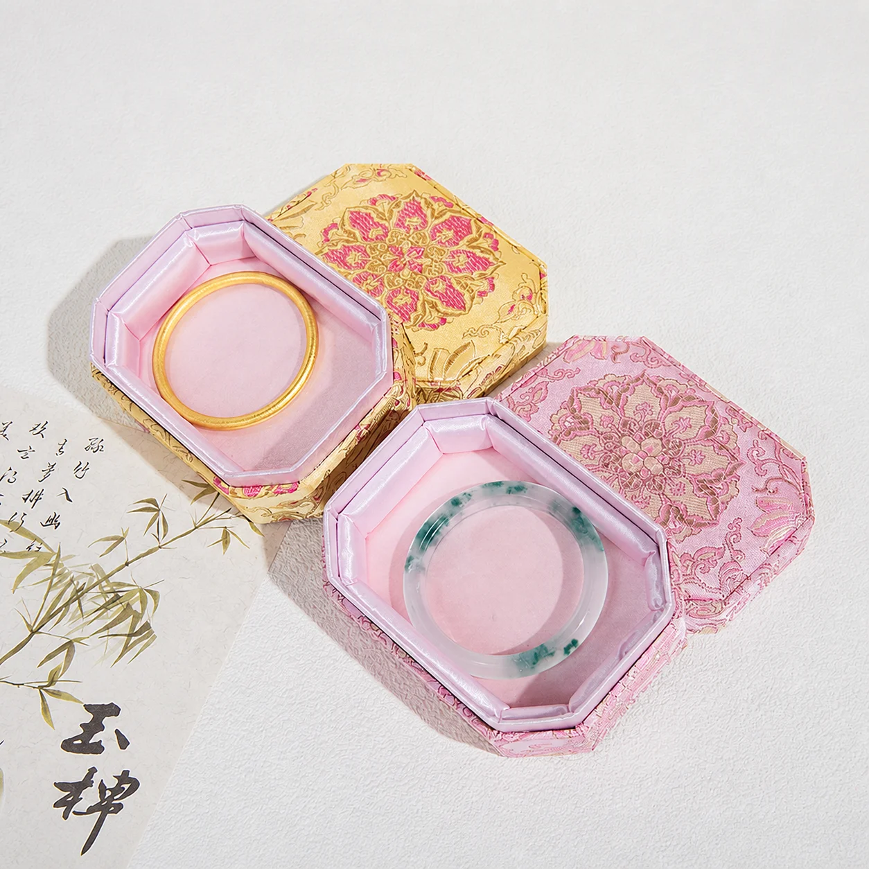 Embroidered Brocade Box Silk Lined Chinese Jewelry Box Octagonal Jewelry Box Chinese For Ring Storage Bangle Storage Bracelet