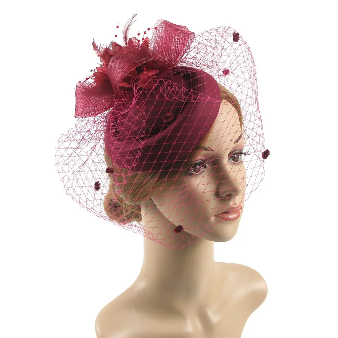 Retro Hair Accessories Sinamay Feathers Veil Flower Fascinators Hat Hair Clip Fedoras Hat Headband