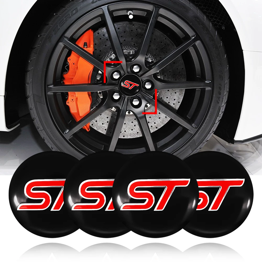 4pc 56MM Car Wheel Center Hub Caps sticker Tire Rim Covers stickers Auto Accessories For Ford ST Fiesta Shelby Edge Kuga Mustang