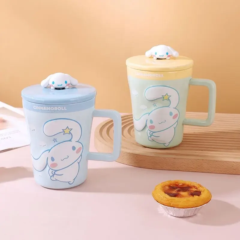 Sanrio Cinnamoroll Anime My Melody Taza de cerámica, dibujos animados Kawaii Ins Kuromi taza de agua, regalos de Navidad para niños