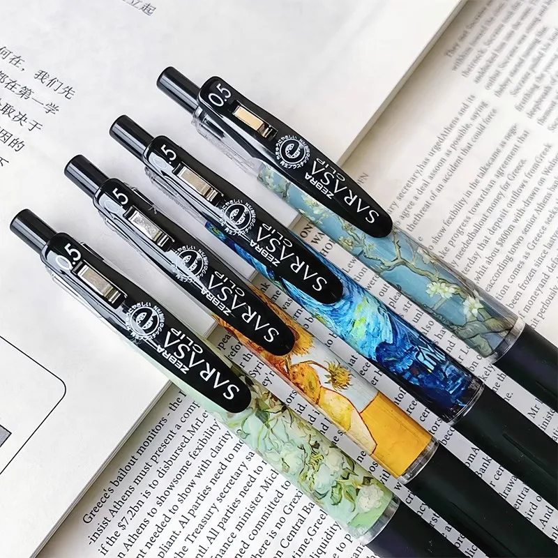 4pcs 1 box Van Gogh/ Monet Student Literature and Art gel pens Signature Pen for Classic World Famous Paintings pens for writing