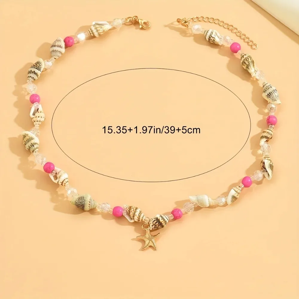 أنيقة اليد المنسوجة شل قلادة سبيكة شل بوهيميا نمط القلائد الديكور المجوهرات هدية #5