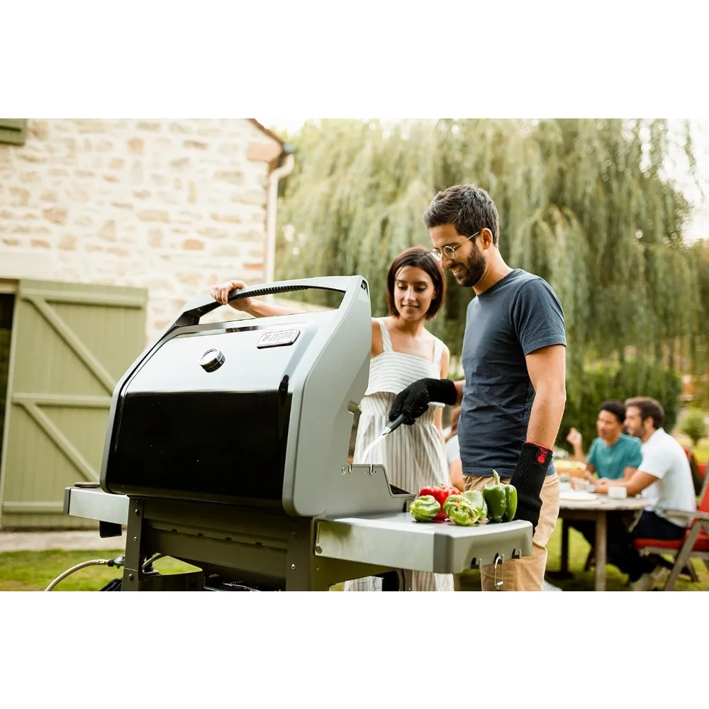 3-Burner Liquid Propane Grill, grilling system with improved infinity ignition, Black camping equipment, BBQ Grill