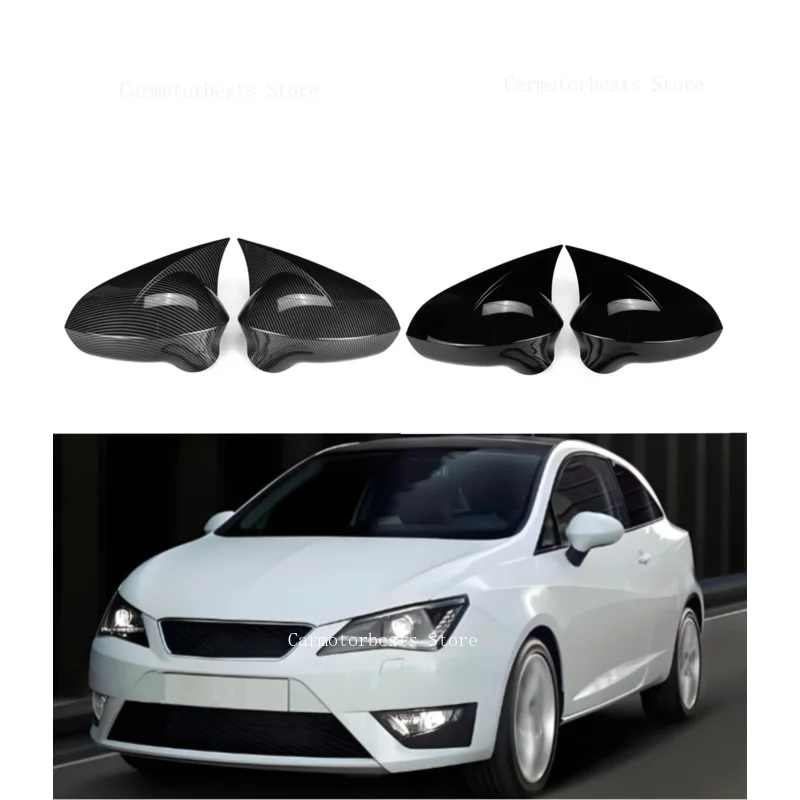 Car  Rearview Side Mirror Cover Fit For  Seat Leon MK2 1P Ibiza MK4 6J 2008-2017  Wing Cap Rear View Case Trim Carbon Fiber