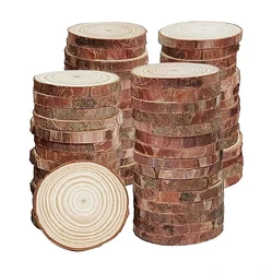 10pcs 5-6cm Wood Slices for Crafts, Unfinished Natural Wood Rounds with Bark for Wedding Centerpieces Table Coasters Craft DIY