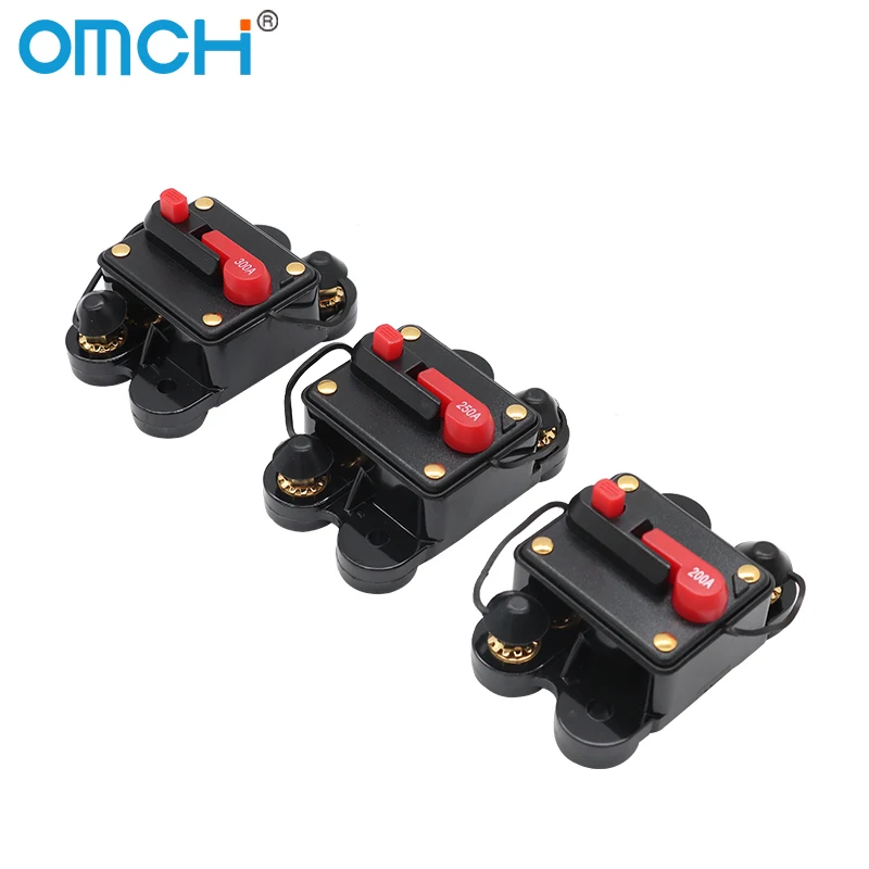 OMCH 12-48VDC 20A 30A 50A 60A 80A 100A 150A 200A 250A 300A Circuit Breaker Car Truck Audio Resettable Fuse Voltage Protection