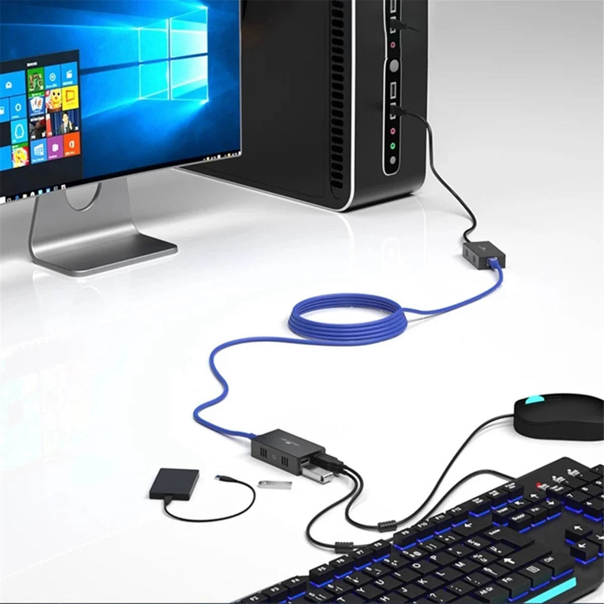 イーサネット用usbエクステンダーハブrj45経由のusbエクステンダーutpエクステンショントランスミッターusプラグ4ポートusb-11-120m