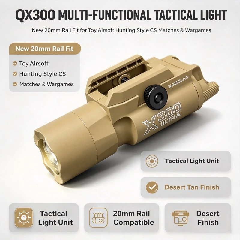 X300 Multi-purpose LED Light 20mm Rail Compatible Steady Bright Mode Hobby Model Custom Upgrade Wargame Accessory
