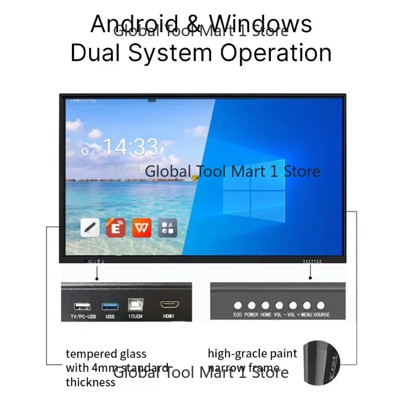 

Интерактивная доска с сенсорным экраном 4K LCD, 65, 75, 86, 98 дюймов, умная цифровая доска для обучения