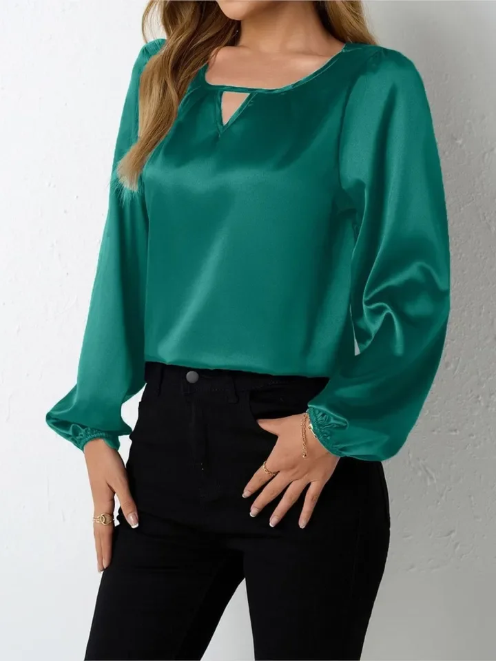 Fashion Satin Long-sleeved Women's Shirt Spring Summer Casual Loose O Neck Thin Soft Female Tops Temperament Woman Office Shirts