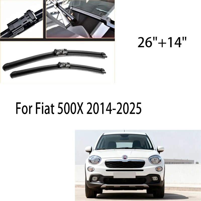 

For Fiat 500X 2014-2025 2021 2022 2023 2024 RHD LHD Wiper Front Wiper Blades Windshield Windscreen Window Brushes 26"+14"