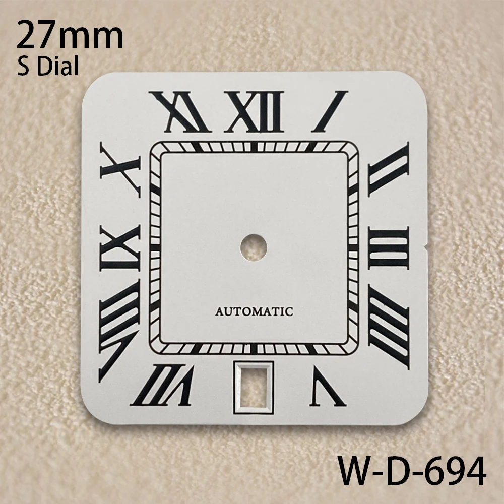 27mm logotipo s roma qquare dial fit nh35 movimento automático 6 horas acessórios de modificação de relógio de alta qualidade