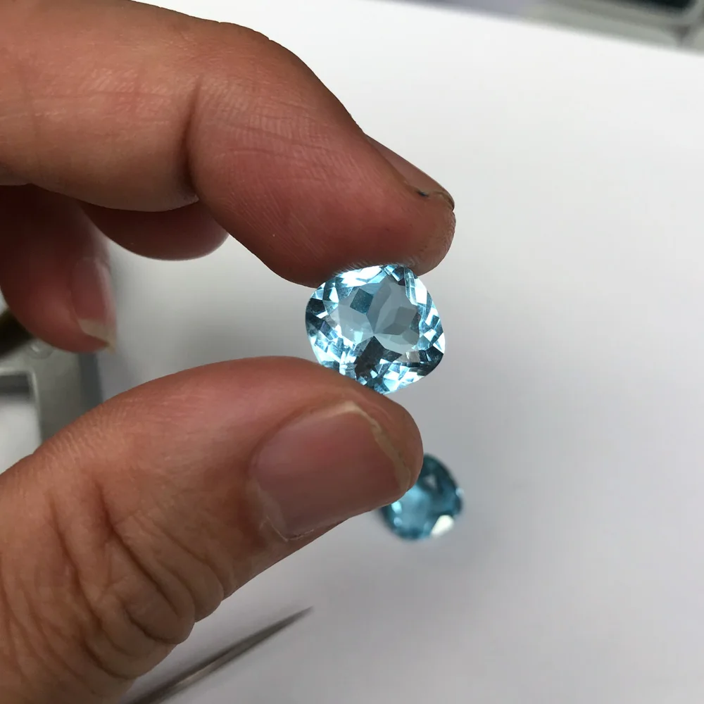 VANTJ Real Natural Blue Topaz Loose Gemstone Brilliant Cushion Cut 12mm Silver Gold Ring Mounting Fine Jewelry Women Party Gift