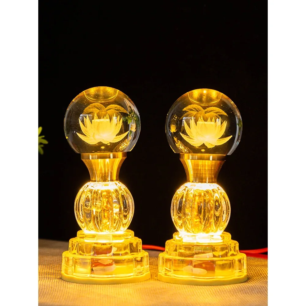 

Buddha supply lamp colorful long light lotus LED crystal lotus lamp lotus flower Guanyin Buddha lamp plug-in
