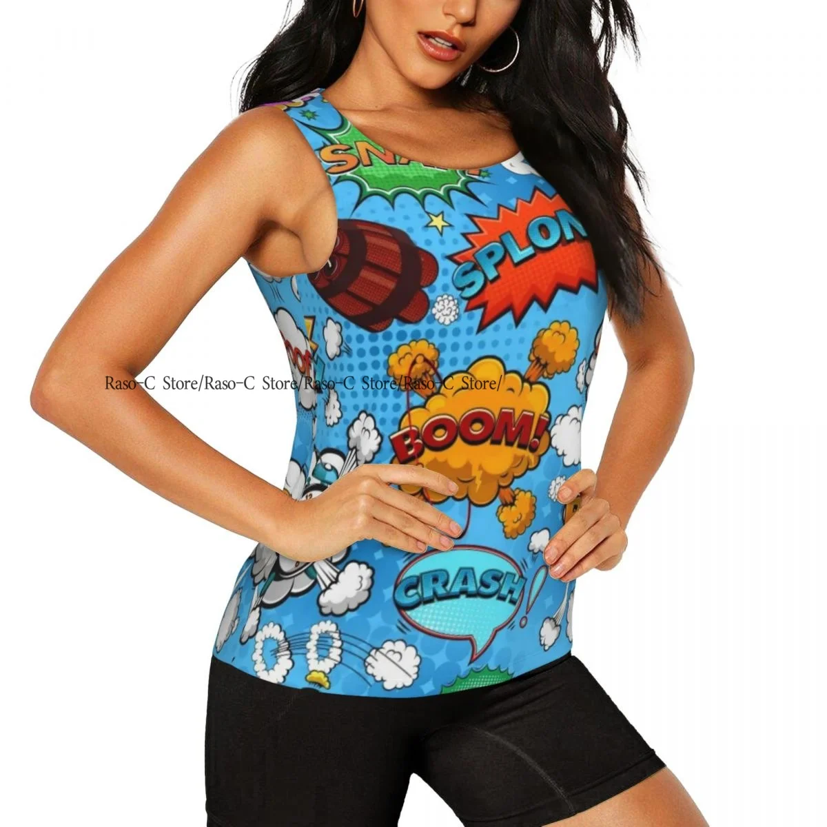 Women's Workout Tank Tops Quick Dry Sleeveless Athletic Shirts Comic Speech Bubbles Gym Yoga Tops