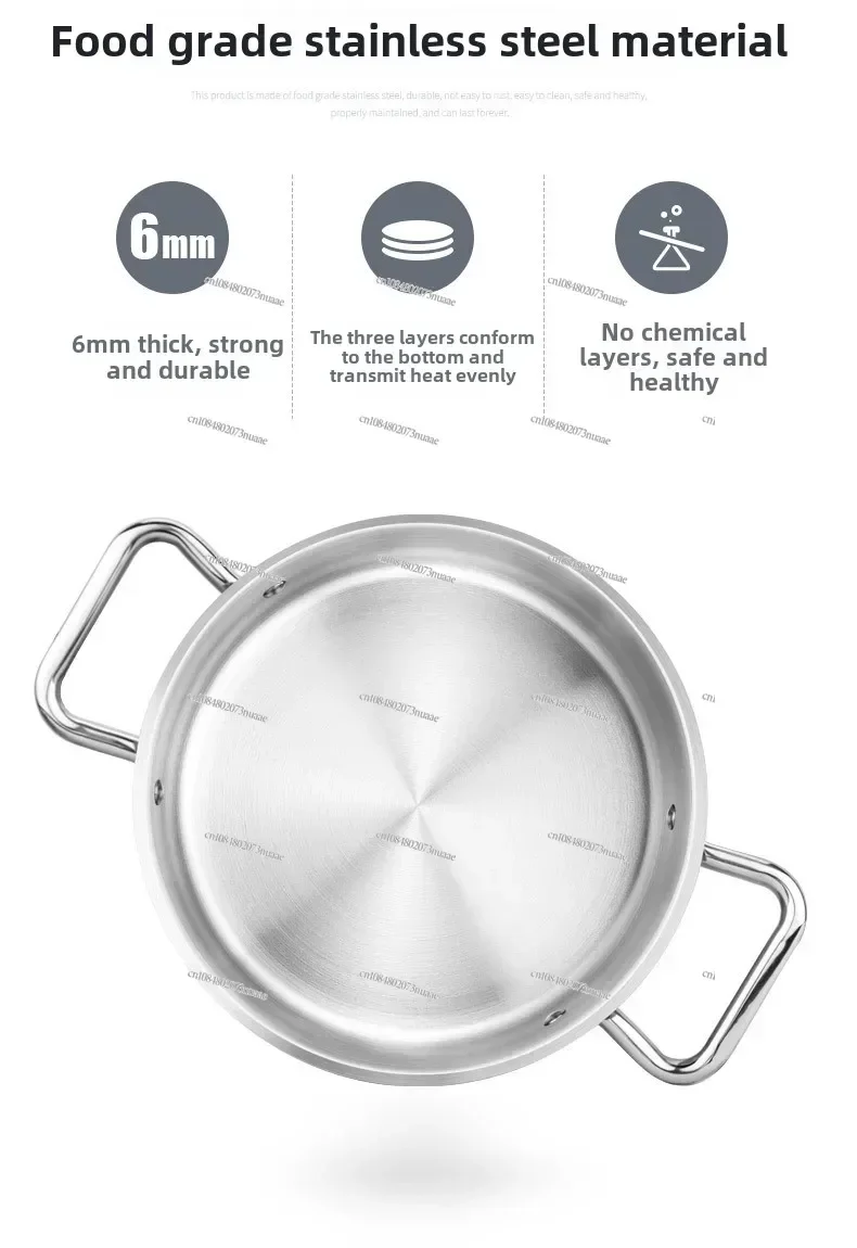 

Stainless Steel Soup Pot Induction Cooker Thickened Double Bottom Household Binaural Soup Rice Pot 7 Liters Japanese Soup Po