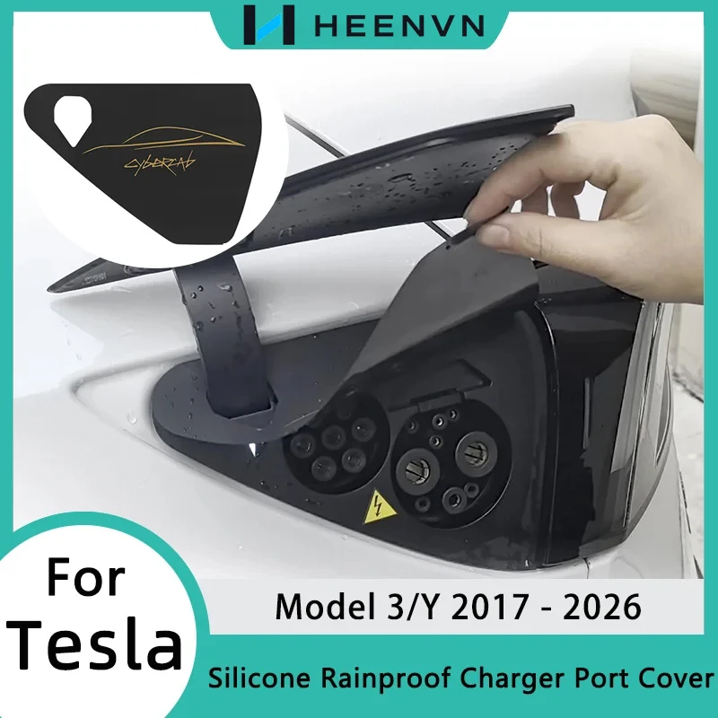 HEENVN EV Charger Port Rainproof Dustproof Cover for Tesla Model 3/Y Highland Model Y Juniper Silicone Outdoor Protection Cover