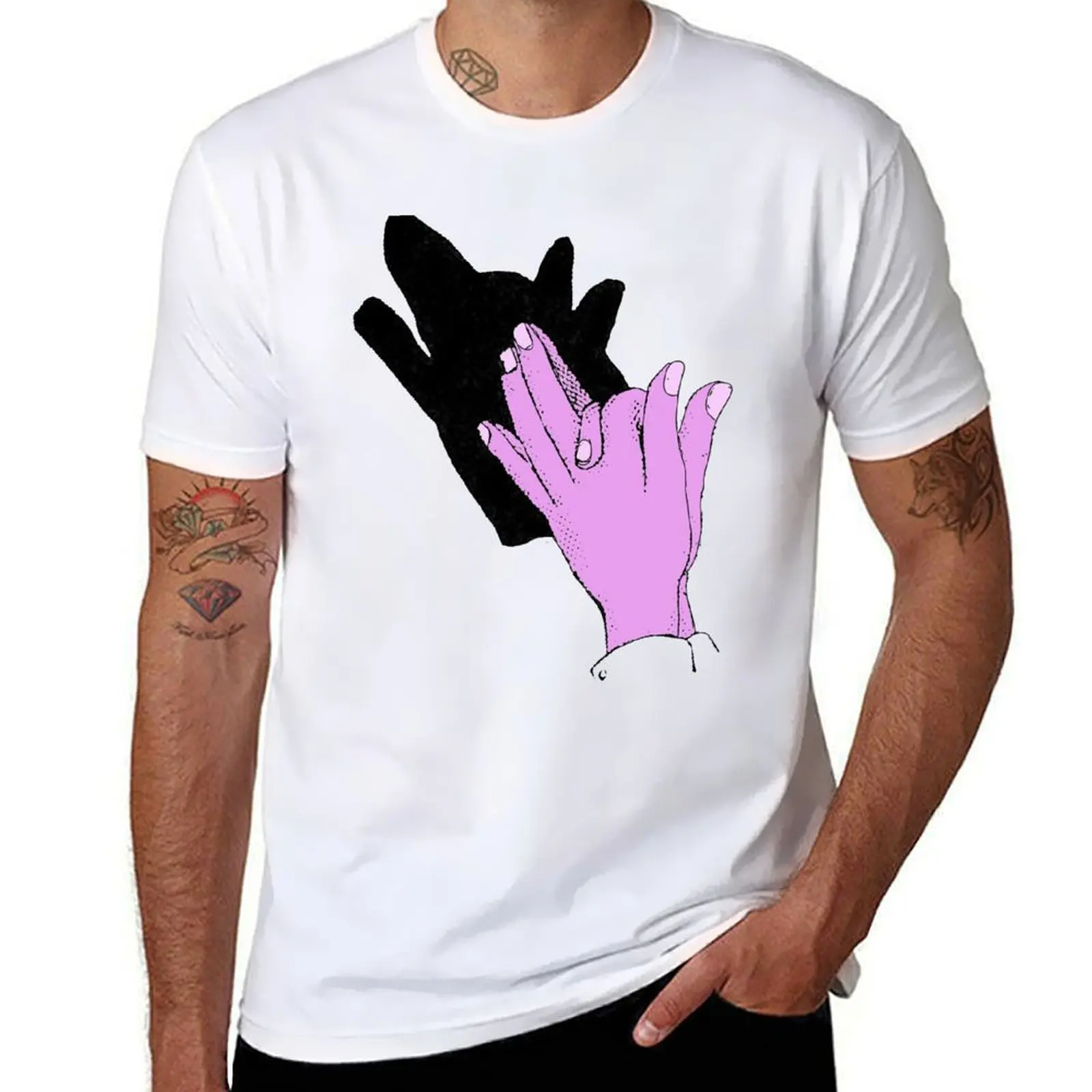 

cotton t -Wolf Hand Shadow Puppet shirt t for shirts quality high T-Shirt man