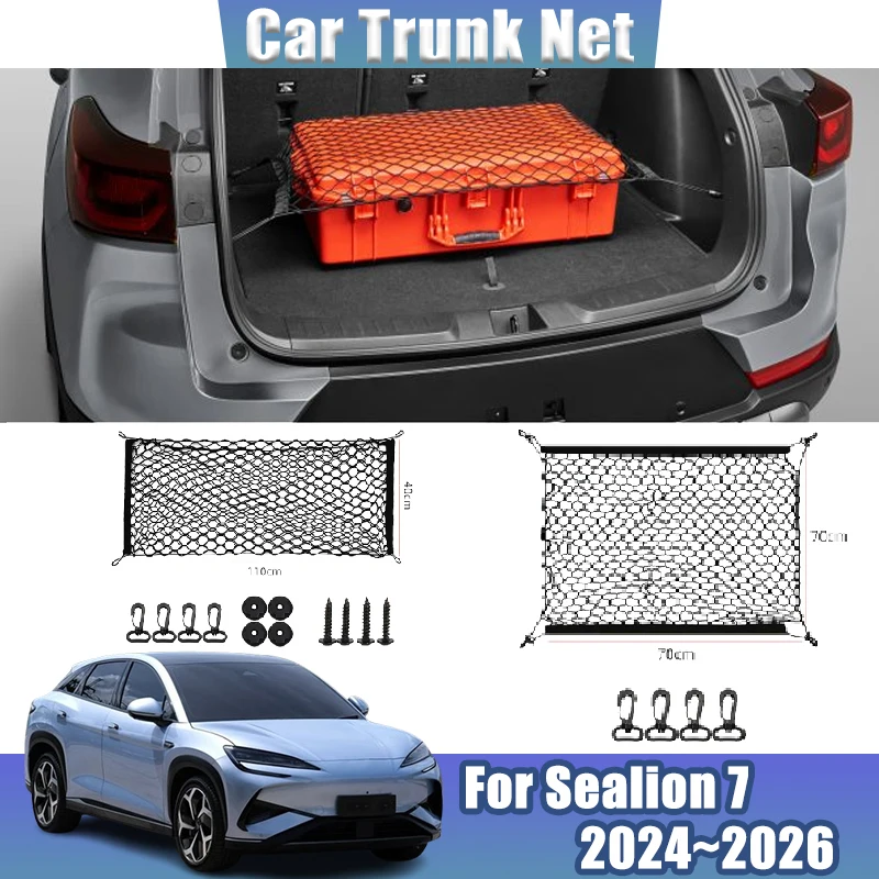 

Trunk Net For BYD Sealion 7 2024 2025 2026 Seat Elastic String Nets Black Rear Mesh Trunk Universal Storage Bag Car Accessories